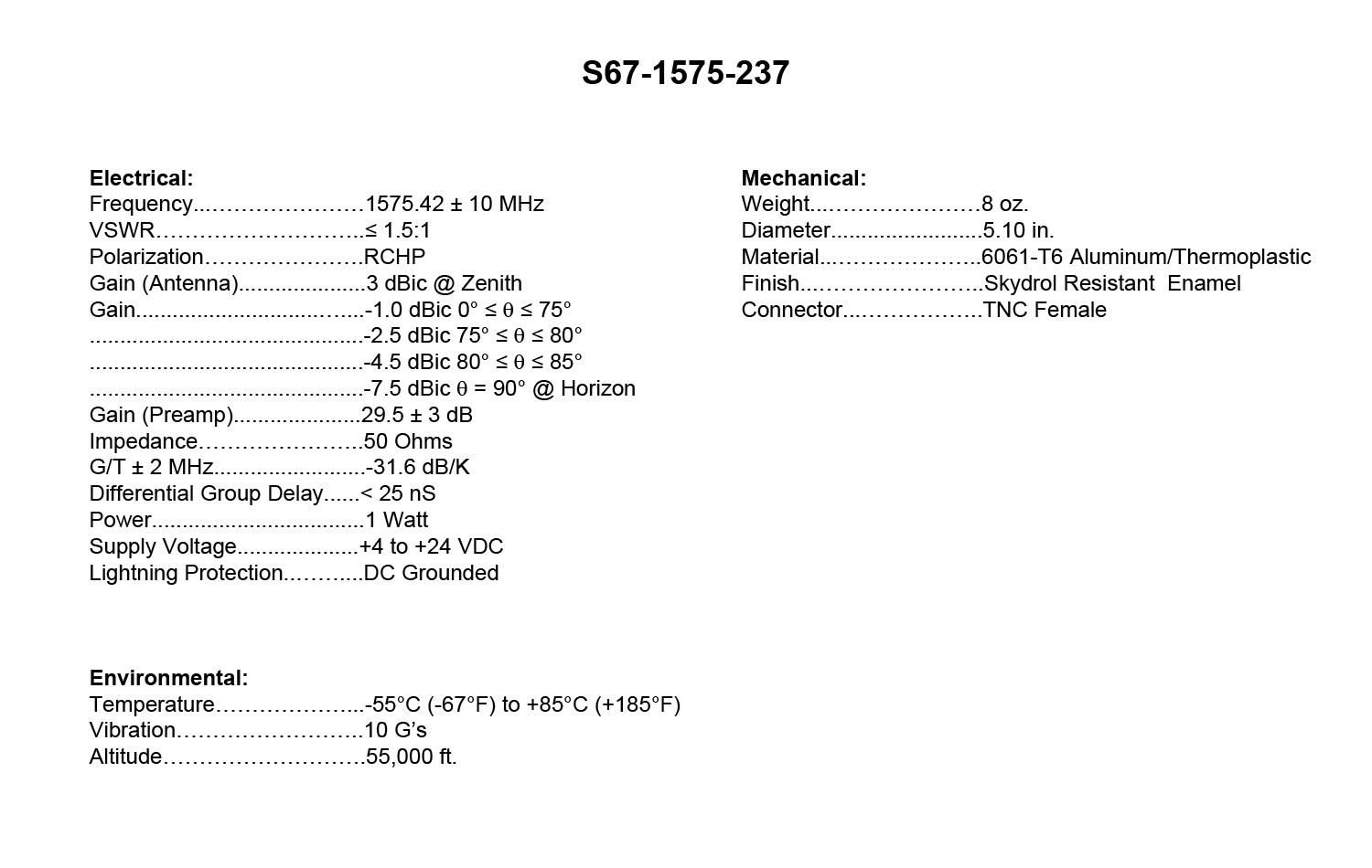 GPS Antenna Sensor Systems Inc., Aircraft Antenna