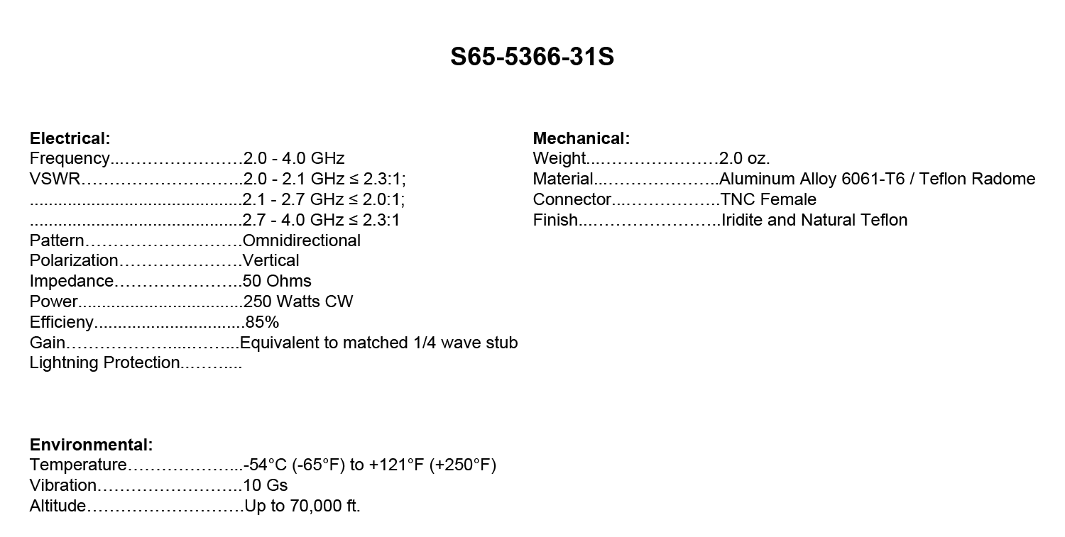 S65536631SspecsPNG Sensor Systems Inc., Aircraft Antenna